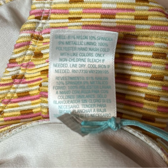 Kona Sol Lurex Shine Hipster Ribbed Texture Bikini Bottom Size L (12 - 14) New! - Picture 7 of 7